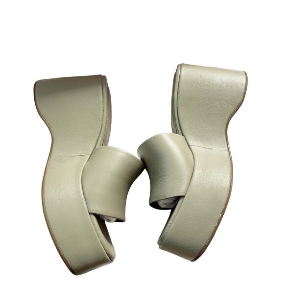 Anthropologie Intentionally Blank Platform Wedge Sandals 10 Green NEW - Picture 4 of 9